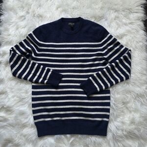Club Room Navy and Cream Striped Crewneck Sweater